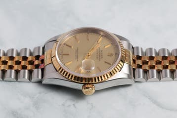 Rolex Datejust 36 16233 Champagne Wijzerplaat 1996, Staal, Polshorloge, Ophalen of Verzenden, Zo goed als nieuw