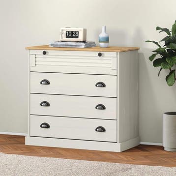 vidaXL Ladekast VIGO 80x40x76 cm massief grenenhout wit, Kinderen en Baby's, Kinderkamer | Commodes en Kasten, Verzenden, Nieuw