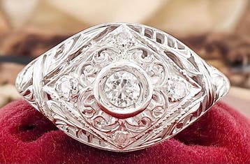 Zonder minimumprijs - Ring Platina Diamant (Natuurlijk), Nieuw