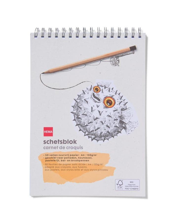 HEMA Schetsboek met spiraal A4 120gr, Boeken, Kinderboeken | Jeugd | onder 10 jaar, Nieuw, Verzenden