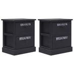 vidaXL Nachtkastjes 2 st 38x28x45 cm paulowniahout zwart, Huis en Inrichting, Minder dan 45 cm, Verzenden, Nieuw, Minder dan 55 cm