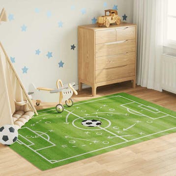 vidaXL Kindervloerkleed voetbalveld wasbaar 160x230 cm groen, Verzenden, Nieuw, Groen