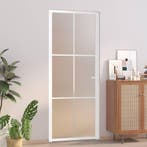 vidaXL Binnendeur 83x201,5 cm matglas en aluminium wit, Verzenden, Nieuw
