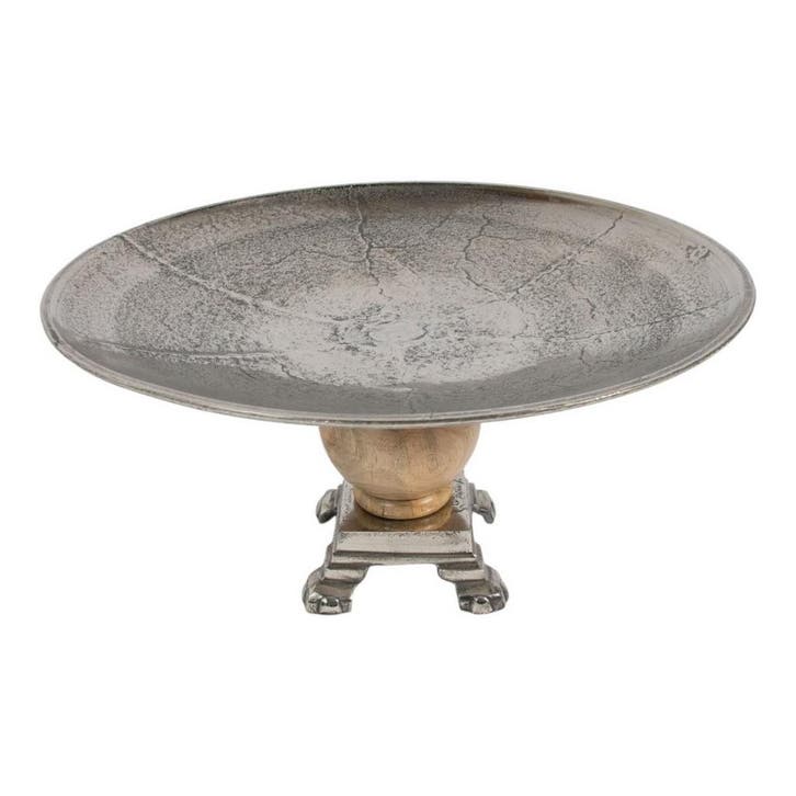 Dienblad op voet zilver hout h29 d55,5, Huis en Inrichting, Woonaccessoires | Overige, Verzenden