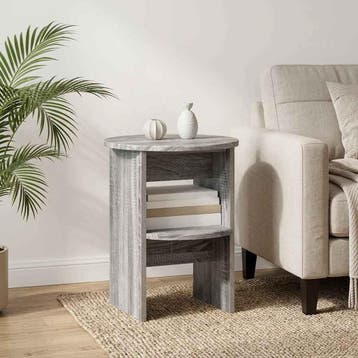 vidaXL Bijzetkast Grijze Sonoma Ø40 x 50 cm Geconstrueerd, Verzenden, Nieuw, Overige houtsoorten, Minder dan 100 cm