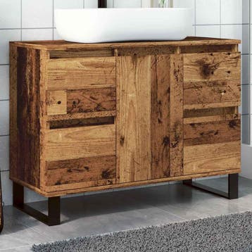 vidaXL Badkamerkast 80x33x60 cm bewerkt hout oud houtkleurig, Verzenden, Nieuw