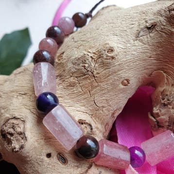 Watermeloen ruwe edelsteen en amethist, Sieraden, Tassen en Uiterlijk, Nieuw