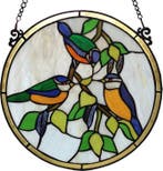 Glaspaneel glas in lood Tiffany style Ø 30 cm Vogels -