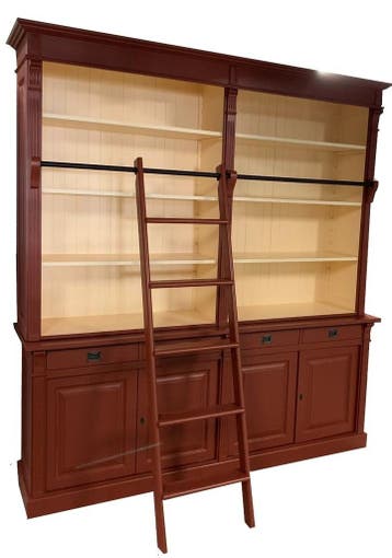 Boekenkast rood met trap Domburg 225 x 240cm, Ophalen of Verzenden, Nieuw