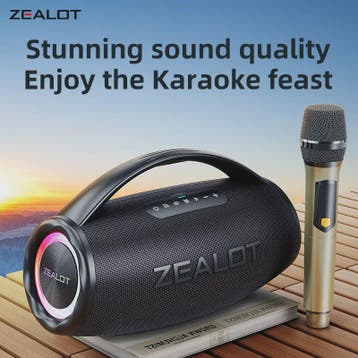 Zealot S97 Karaoke Speaker met 2 Draadloze Microfoons - Draa, Verzenden, Nieuw