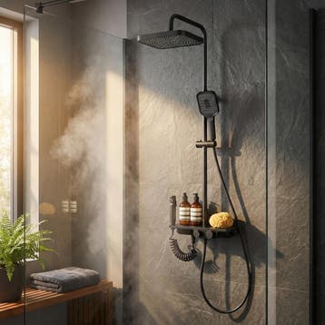 Regendouche Zwart Thermostaat | Mat Zwart | Scherpe Prijs, Ophalen of Verzenden, Nieuw, Met douche