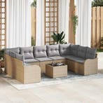 vidaXL Tuin Sofa Set 10 pcs Beige poly rattan, Tuin en Terras, Verzenden, Nieuw, Rotan, Meer dan 8 zitplaatsen