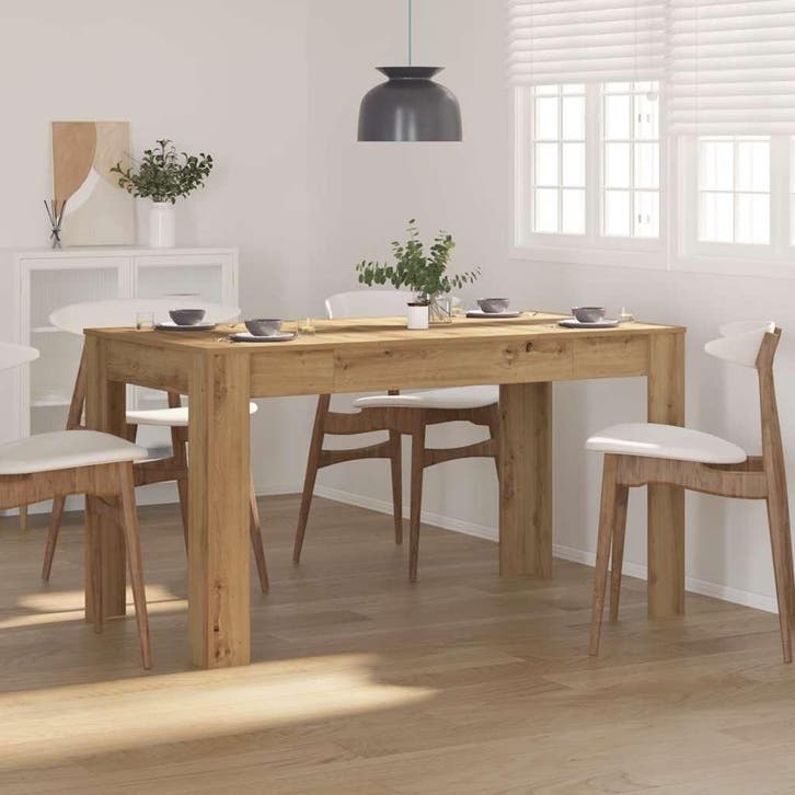 vidaXL Eettafel 140x74,5x76 cm bewerkt hout artisanaal, Huis en Inrichting, Tafels | Eettafels, Nieuw, Verzenden