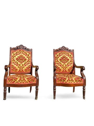 Fauteuil - Fluweel, Mahonie
