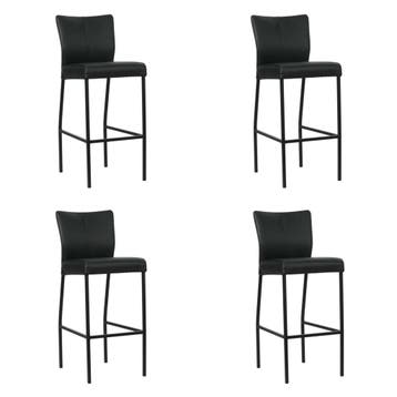 Set van 4 Leren barkrukken Revolt hoog - Toledo Nero, Ophalen of Verzenden, Nieuw, Leer