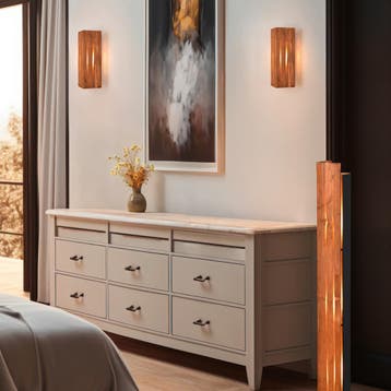 LED Vloerlamp - Trion Nuri - E27 Fitting - Vierkant - Bruin, Huis en Inrichting, Ophalen of Verzenden, Nieuw, Metaal, Overige fittingen