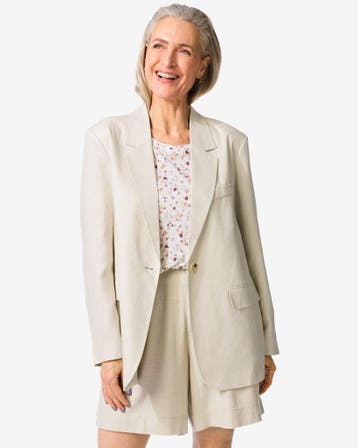 HEMA Damesblazer Isla met linnen zand, Kleding | Dames, Verzenden, Nieuw