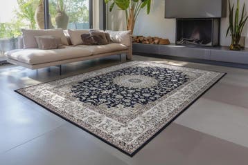 Wasbaar Vloerkleed | Dunya | Medaillon | Navy | 120x170 cm, Verzenden, Nieuw