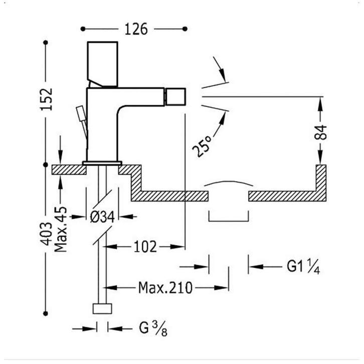 Wastafelmengkraan Tres Project 1-Knops Bidet Uitloop Recht 8, Doe-het-zelf en Verbouw, Sanitair, Ophalen of Verzenden