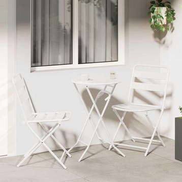 vidaXL Tuin Bistro Set 3 st Wit Staal, Tuin en Terras, Verzenden, Nieuw, Rvs, 3 zitplaatsen