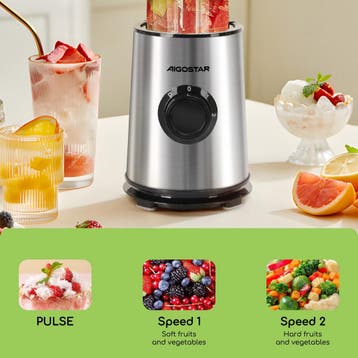 Blender - Smoothie Maker - 2 Drinkbekers - 800ml - Aigostar, Witgoed en Apparatuur, Blenders, Verzenden, Zo goed als nieuw