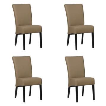 Set van 4 Leren eetkamerstoelen Just - Toledo Mocca, Huis en Inrichting, Stoelen, Ophalen of Verzenden, Nieuw, Leer