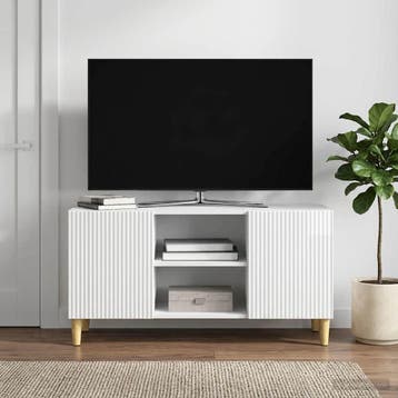 vidaXL TV-kast 102 x 34,5 x 50 cm Hoogglans Wit Bewerkt hout, Minder dan 50 cm, Verzenden, Nieuw, Minder dan 100 cm
