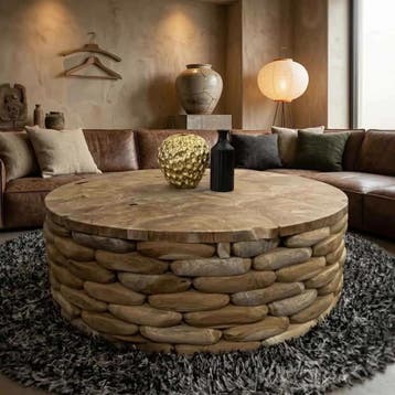 Salontafel Sem teak rond - 80cm | World of Brosi, Ophalen of Verzenden, Nieuw