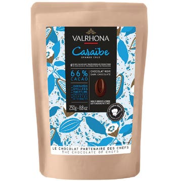 Valrhona Chocolade Druppels Puur Caraïbe (66%) 250g, Verzenden, Nieuw