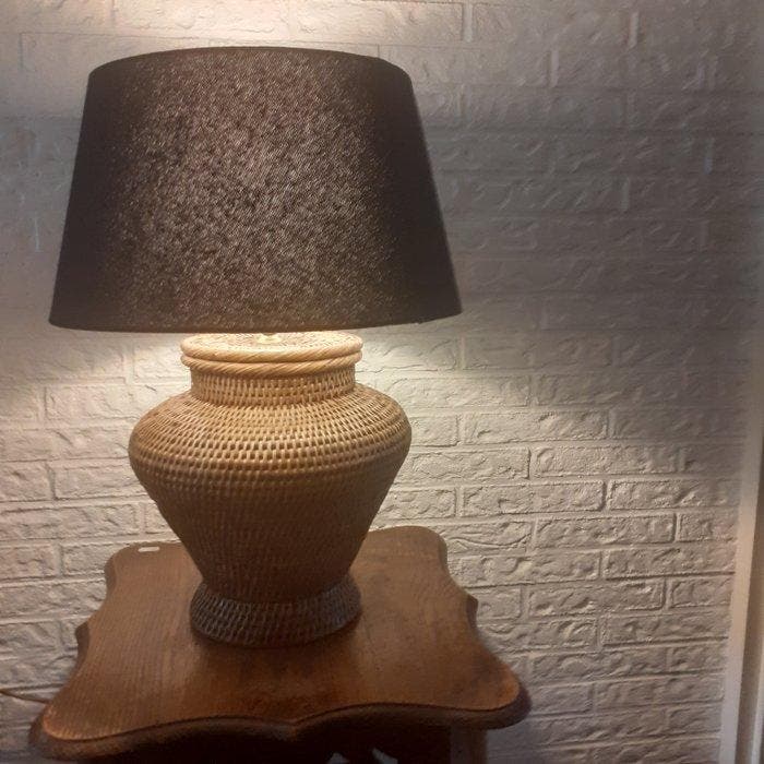 Tafellamp - Rattan, Textiel, Antiek en Kunst, Curiosa en Brocante