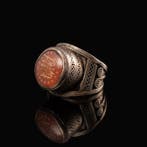Ottomaanse Rijk Zilver Ring met Arabische kalligrafie op, Antiek en Kunst