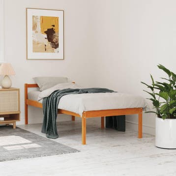 vidaXL Seniorenbed massief grenenhout wasbruin 90x190 cm, 90 cm, Eenpersoons, Bruin, Verzenden