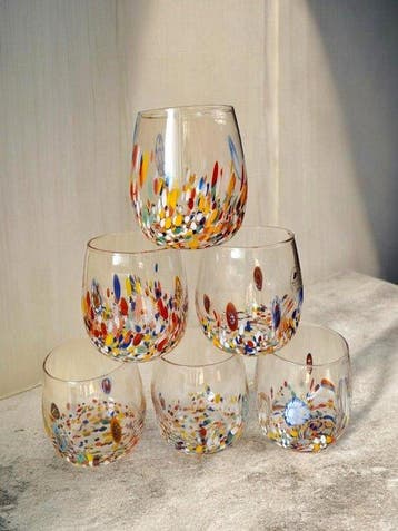 MurArt - Drinkset - Glas - Set van zes glazen - Murrine