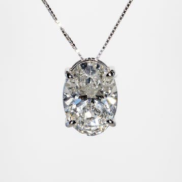 Ketting met hanger - 18 karaat Witgoud - 3.01ct. tw. Diamant