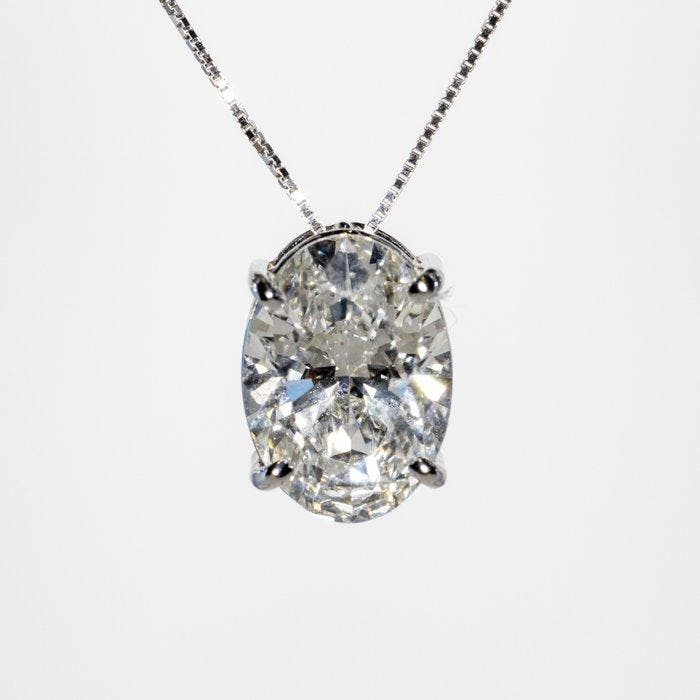 Ketting met hanger - 18 karaat Witgoud - 3.01ct. tw. Diamant, Sieraden, Tassen en Uiterlijk, Antieke sieraden