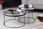 Set van 2 ronde salontafels ELEMENTS 60cm zilverzwart, Ophalen of Verzenden, Nieuw