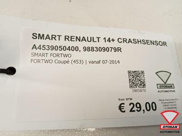 Smart Renault 2014+ Crashsensor Airbag A4539050400 988309079, Ophalen, Gebruikt, Smart