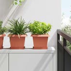 vidaXL Vierkante Bloemenschotel 6 pcs Baksteenrood 18 x 18 x, Kunststof, Minder dan 30 cm, Verzenden, Minder dan 60 cm