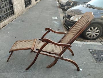 Lounge stoel - Walnoot, stro van Wenen - Opvouwbare,