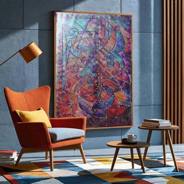 Ksavera - Pearlescent Cubism A1460 - abstract painting on, Antiek en Kunst, Kunst | Schilderijen | Modern