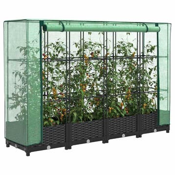 vidaXL Verhoogde plantenbak met kashoes rotanlook 160x40x123, Verzenden, Nieuw, Kunststof