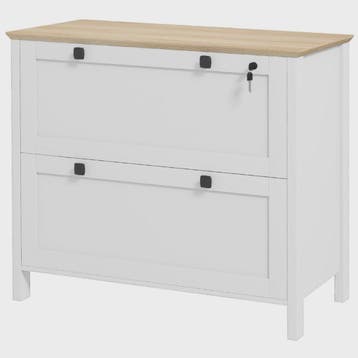 Homcom Archiefkast met 2 Lades, Hangmappen en Slot - Oak/Wit, Huis en Inrichting, Verzenden, Nieuw