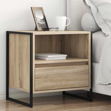 vidaXL Nachtkastje 2 st Sonoma 50 x 39,5 x 50 cm Bewerkt, Minder dan 45 cm, Verzenden, Nieuw, Minder dan 55 cm