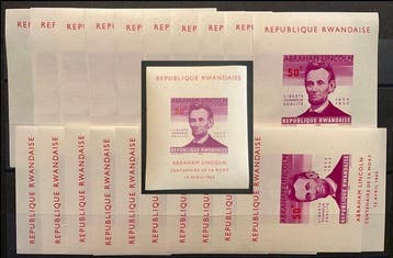 Rwanda 1965/1983 - Rwanda Ongetand Blok 3 ABRAHAM LINCOLN, Gestempeld
