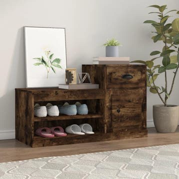 vidaXL Schoenenkast 100x42x60 cm bewerkt hout gerookt, Verzenden, Nieuw