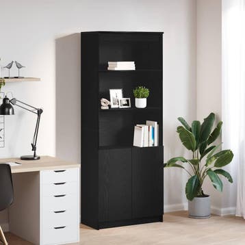 vidaXL Highboard 70x35x180 cm spaanplaat zwart eikenkleurig, Minder dan 50 cm, Verzenden, Nieuw, Minder dan 100 cm