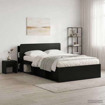 vidaXL Hoofdeinde kas Zwart 135 x 18,5 x 80 cm Geconstrueerd, Verzenden, Nieuw, Zwart, Hout