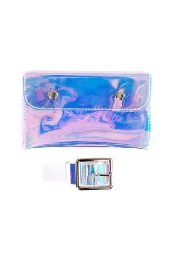 KIMU® Transparant Klein Heuptasje Iridescent Holografisch Ri, Ophalen of Verzenden, Nieuw, Overige kleuren, Overige typen