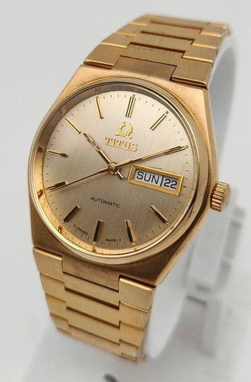 Titus - Automatic - Day Date - 18K GP - Integrated - Zonder, Nieuw