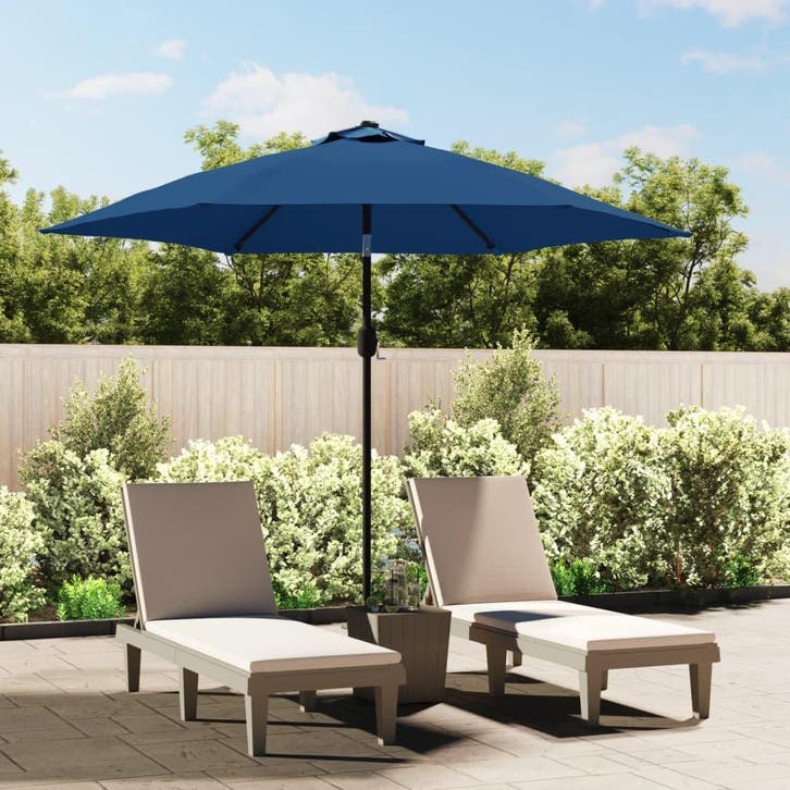 vidaXL Parasol met metalen paal 300 cm blauw, Tuin en Terras, Parasols, Nieuw, 3 tot 4 meter, Verzenden